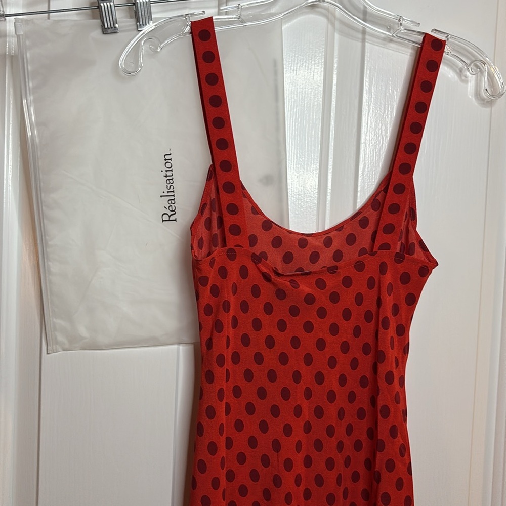 NWT REALISATION The Allegra Silk Polka Dot Maxi Dress in Aura (red) sz XS - Picture 8 of 12